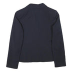 Womens Navy Blue Plain Classic Button Wool Blend Jacket XS Tailored Blazer