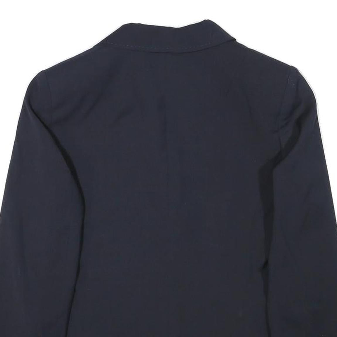 Womens Navy Blue Plain Classic Button Wool Blend Jacket XS Tailored Blazer