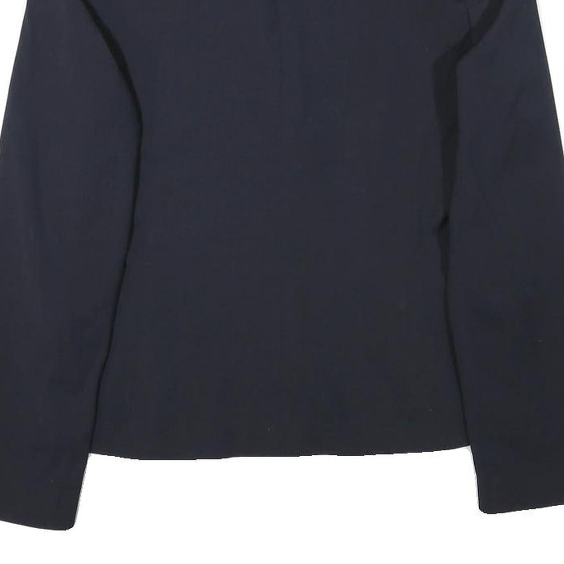 Womens Navy Blue Plain Classic Button Wool Blend Jacket XS Tailored Blazer