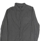 ALL SAINTS Mens Grey & White Printed Cotton Shirt M Casual Button-Up Long Sleeve