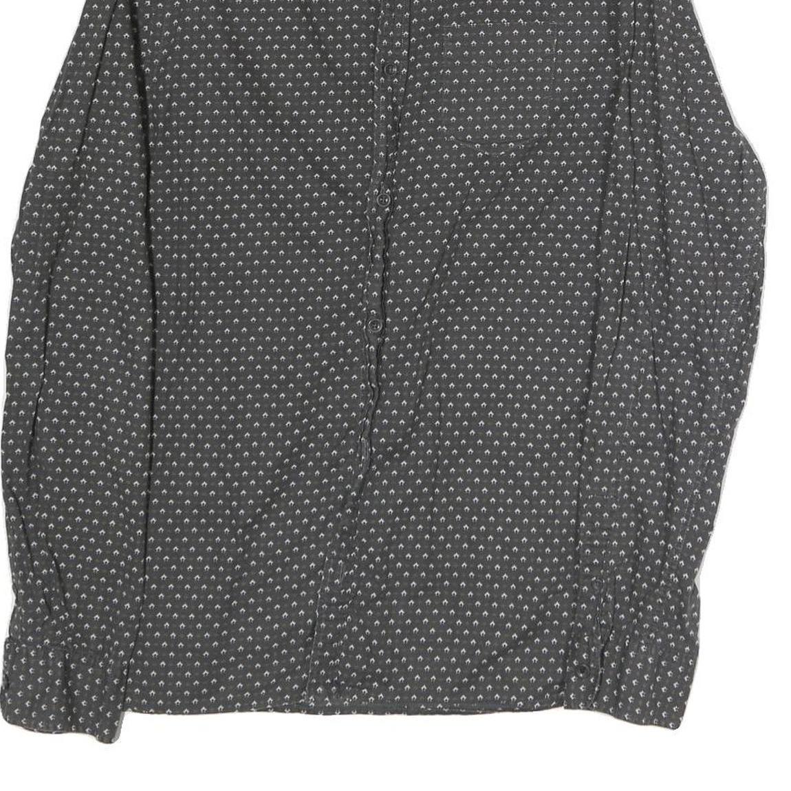 ALL SAINTS Mens Grey & White Printed Cotton Shirt M Casual Button-Up Long Sleeve