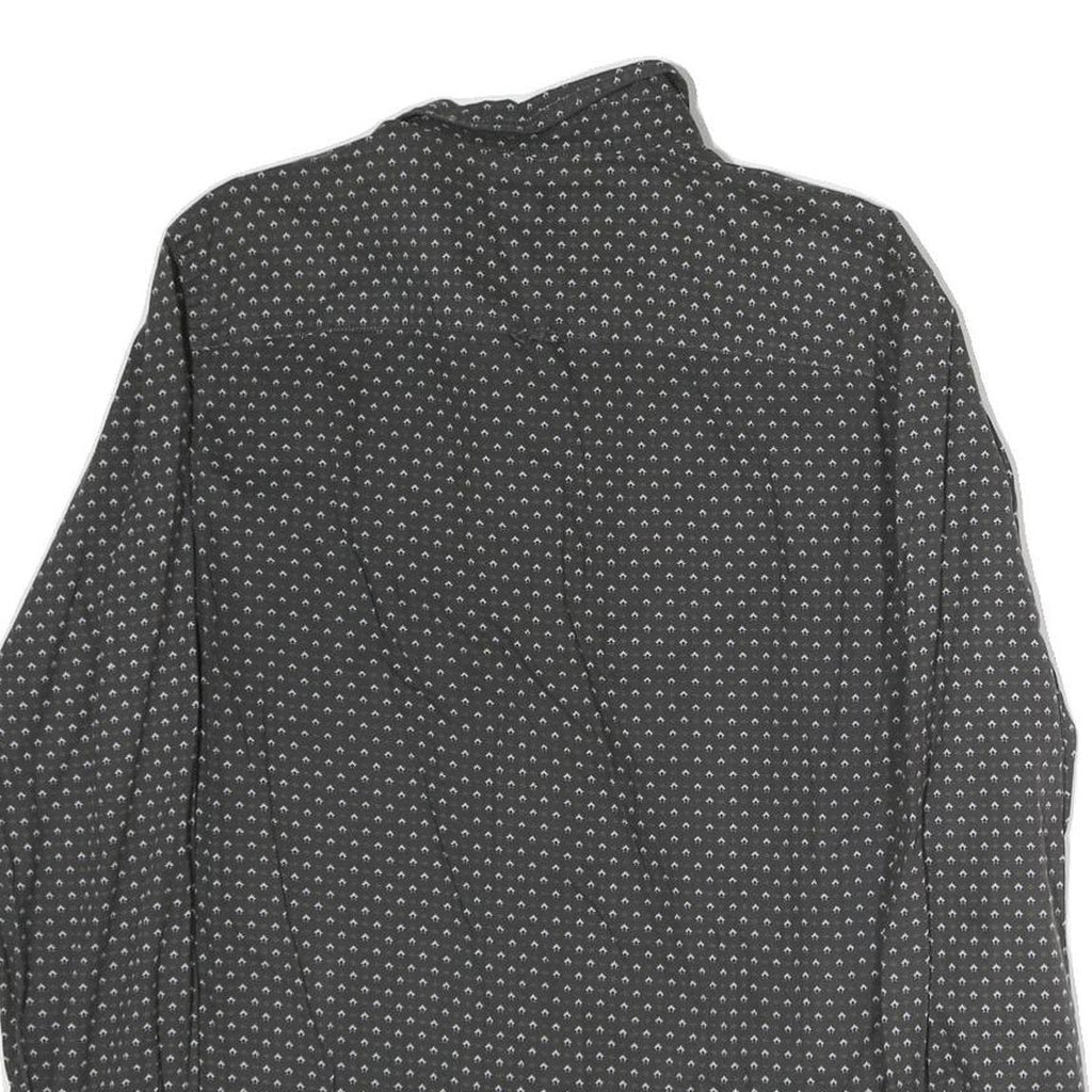 ALL SAINTS Mens Grey & White Printed Cotton Shirt M Casual Button-Up Long Sleeve