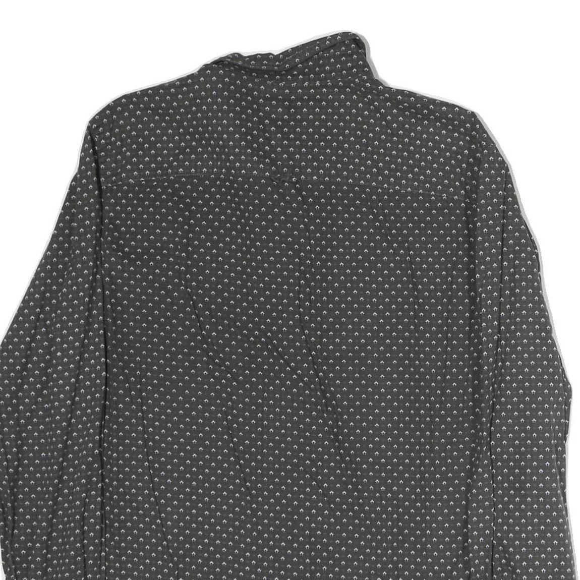 ALL SAINTS Mens Grey & White Printed Cotton Shirt M Casual Button-Up Long Sleeve