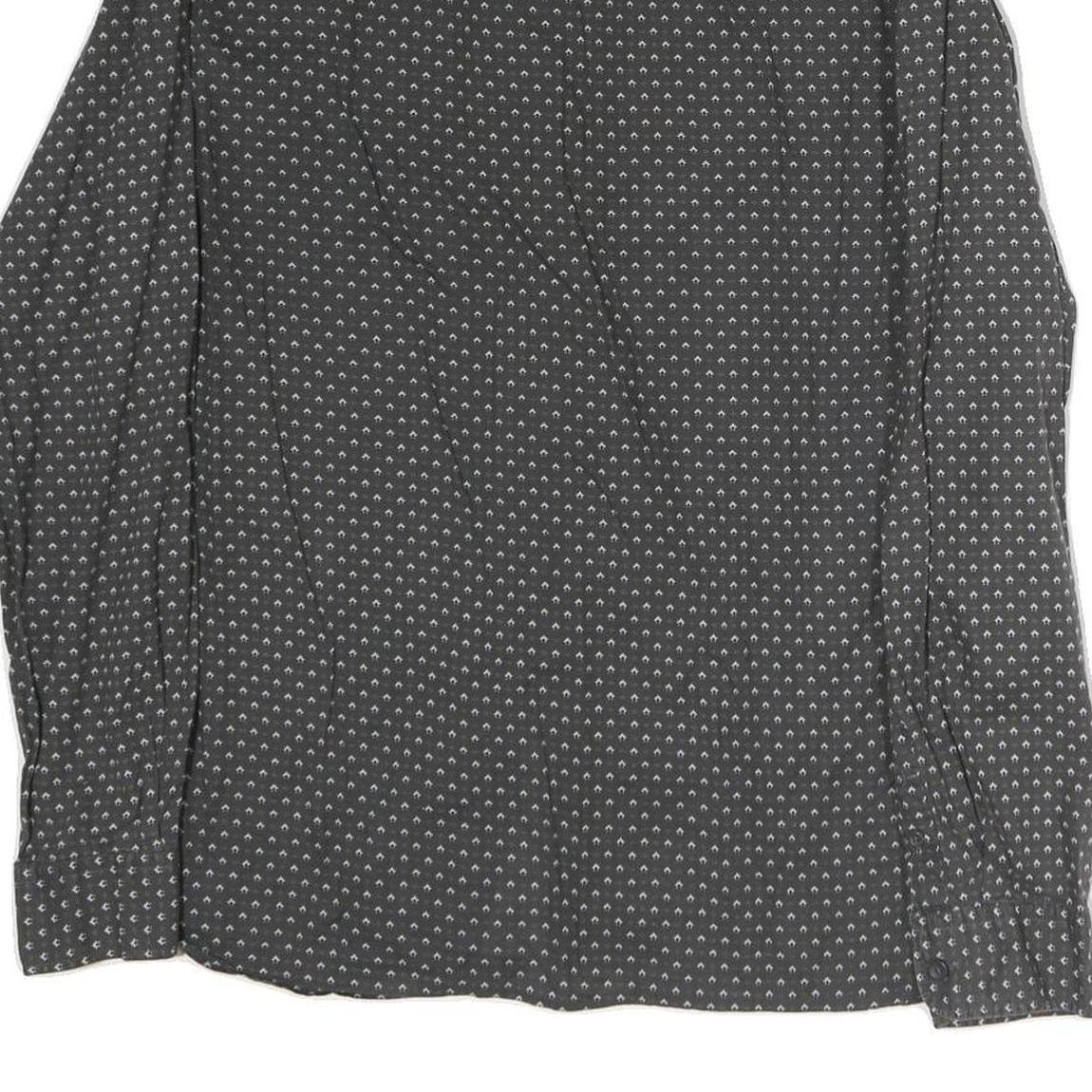 ALL SAINTS Mens Grey & White Printed Cotton Shirt M Casual Button-Up Long Sleeve