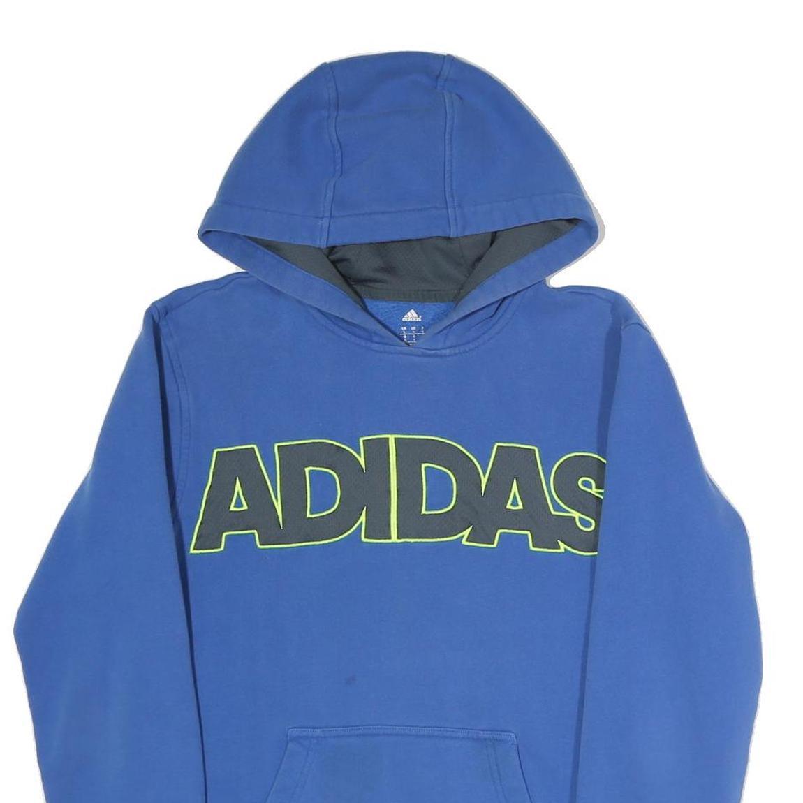ADIDAS Mens Blue Hoodie S Cotton Blend Pullover Casual Sportswear