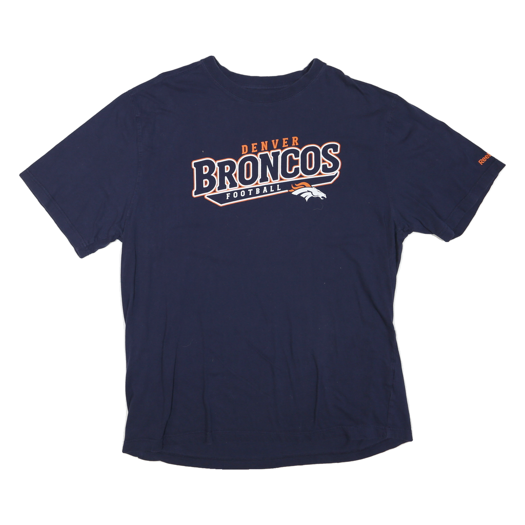 REEBOK Mens Blue Denver Broncos Football T-Shirt XL Short Sleeve Crew Neck