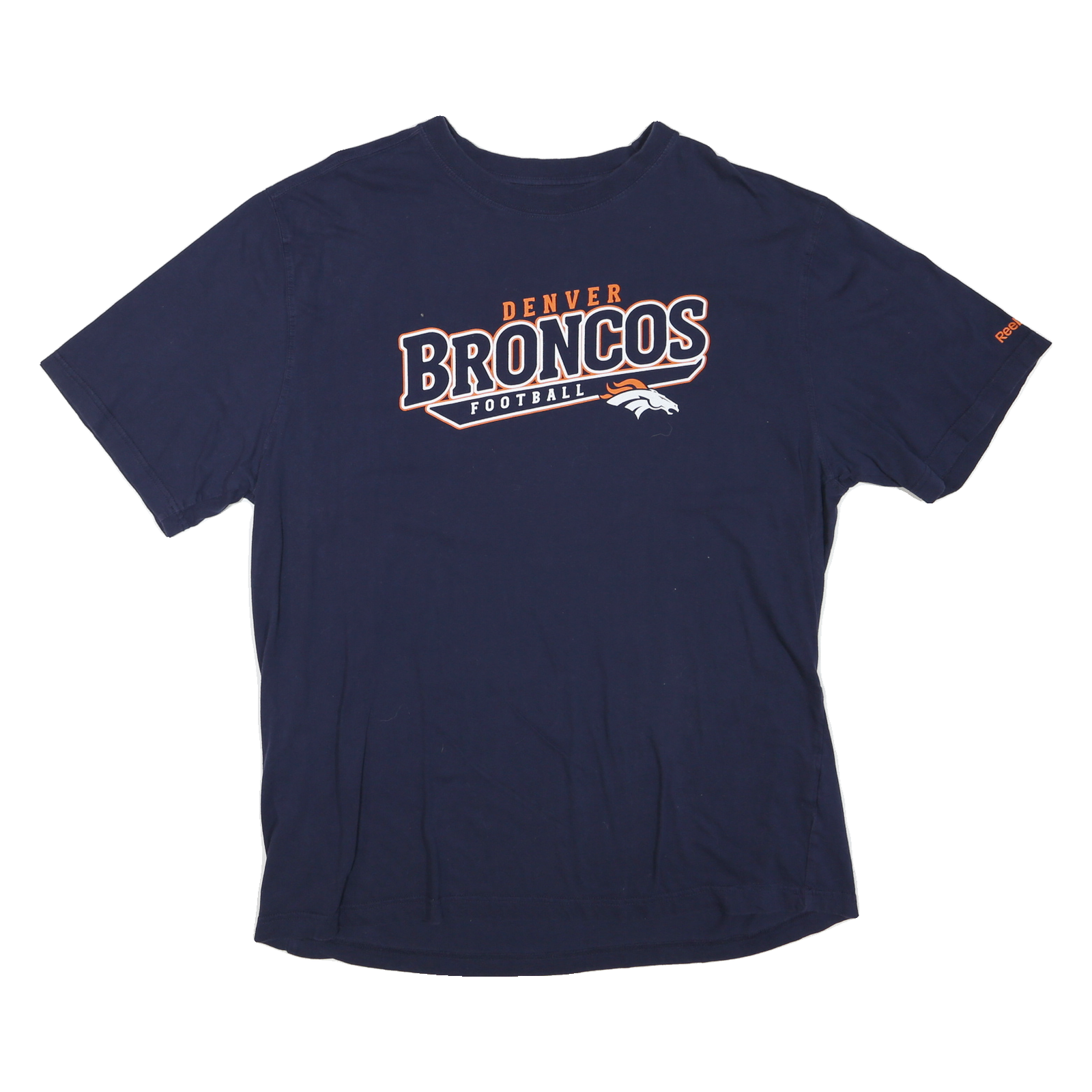 REEBOK Mens Blue Denver Broncos Football T-Shirt XL Short Sleeve Crew Neck