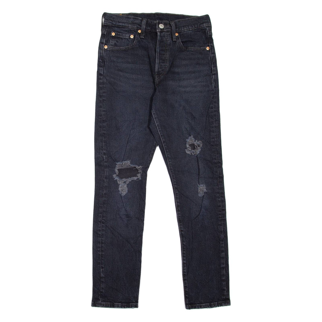 LEVI'S 501S Jeans BIG E Distressed Womens Black Skinny Straight W25 L28