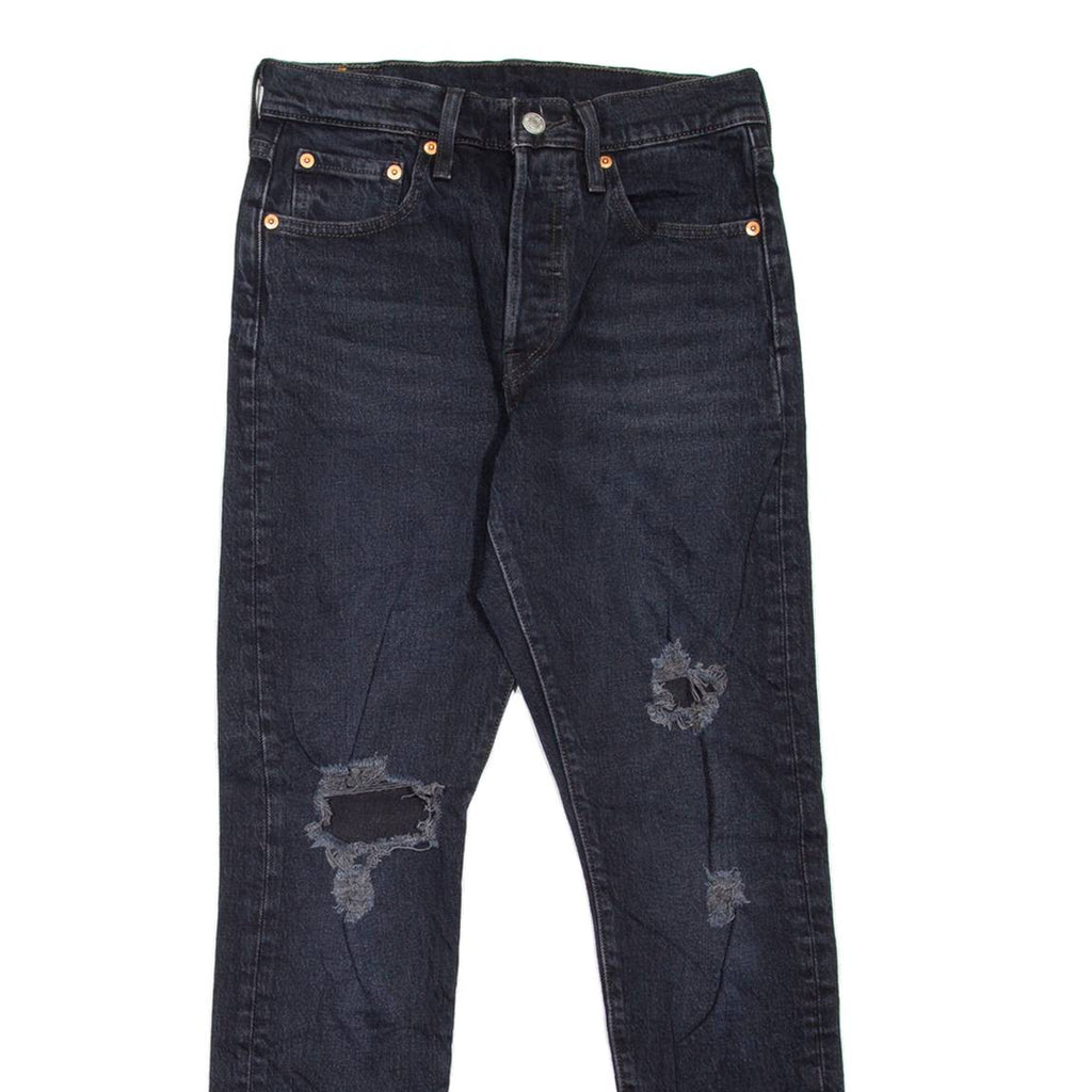 LEVI'S 501S Jeans BIG E Distressed Womens Black Skinny Straight W25 L28