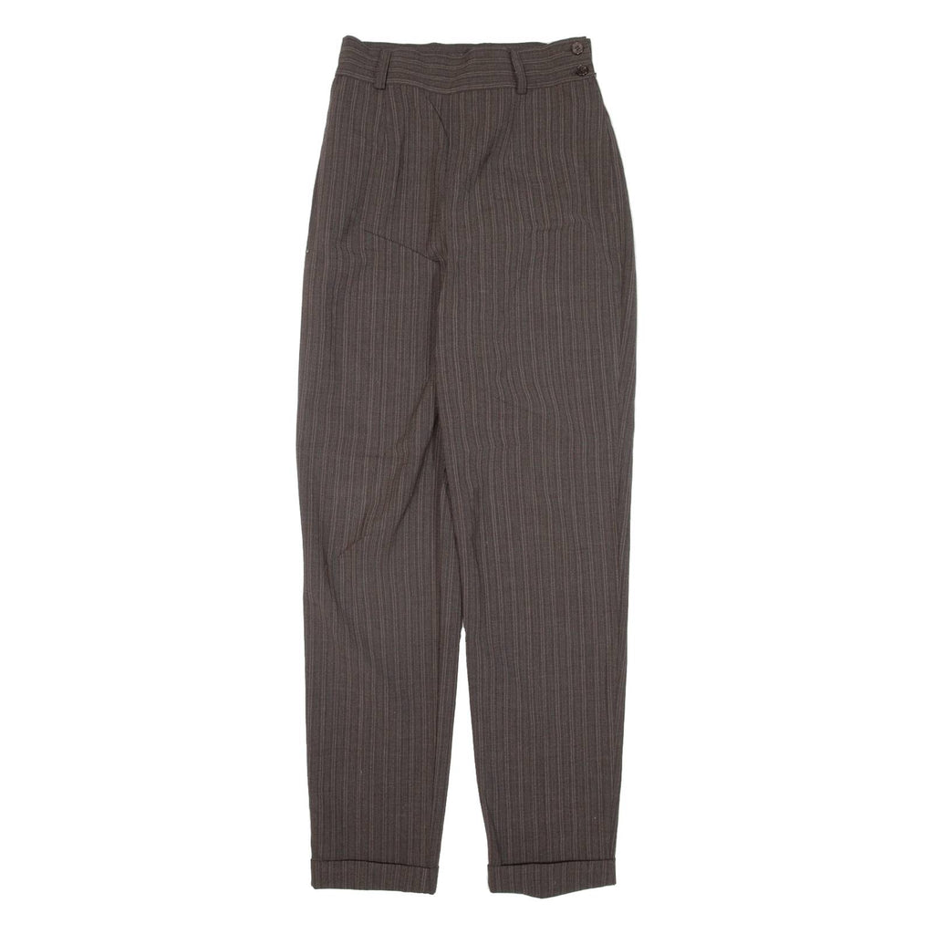 MARINA BABINI Striped Womens Trousers Brown Regular Tapered W24 L29