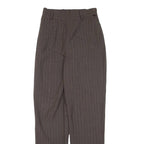 MARINA BABINI Striped Womens Trousers Brown Regular Tapered W24 L29