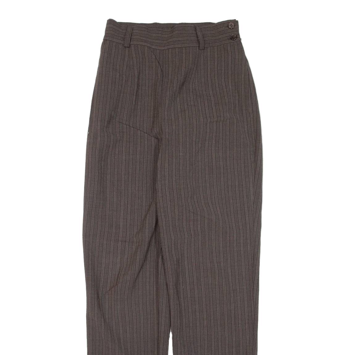MARINA BABINI Striped Womens Trousers Brown Regular Tapered W24 L29