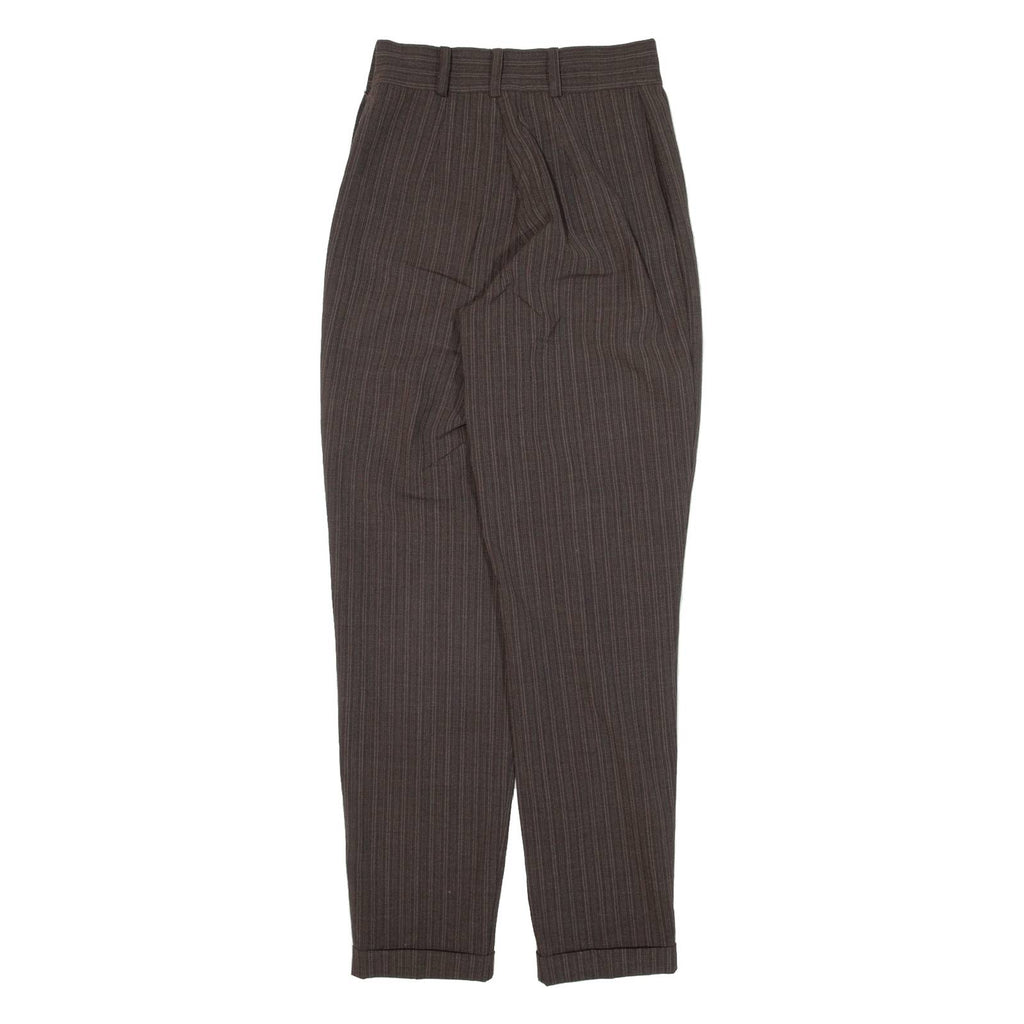 MARINA BABINI Striped Womens Trousers Brown Regular Tapered W24 L29