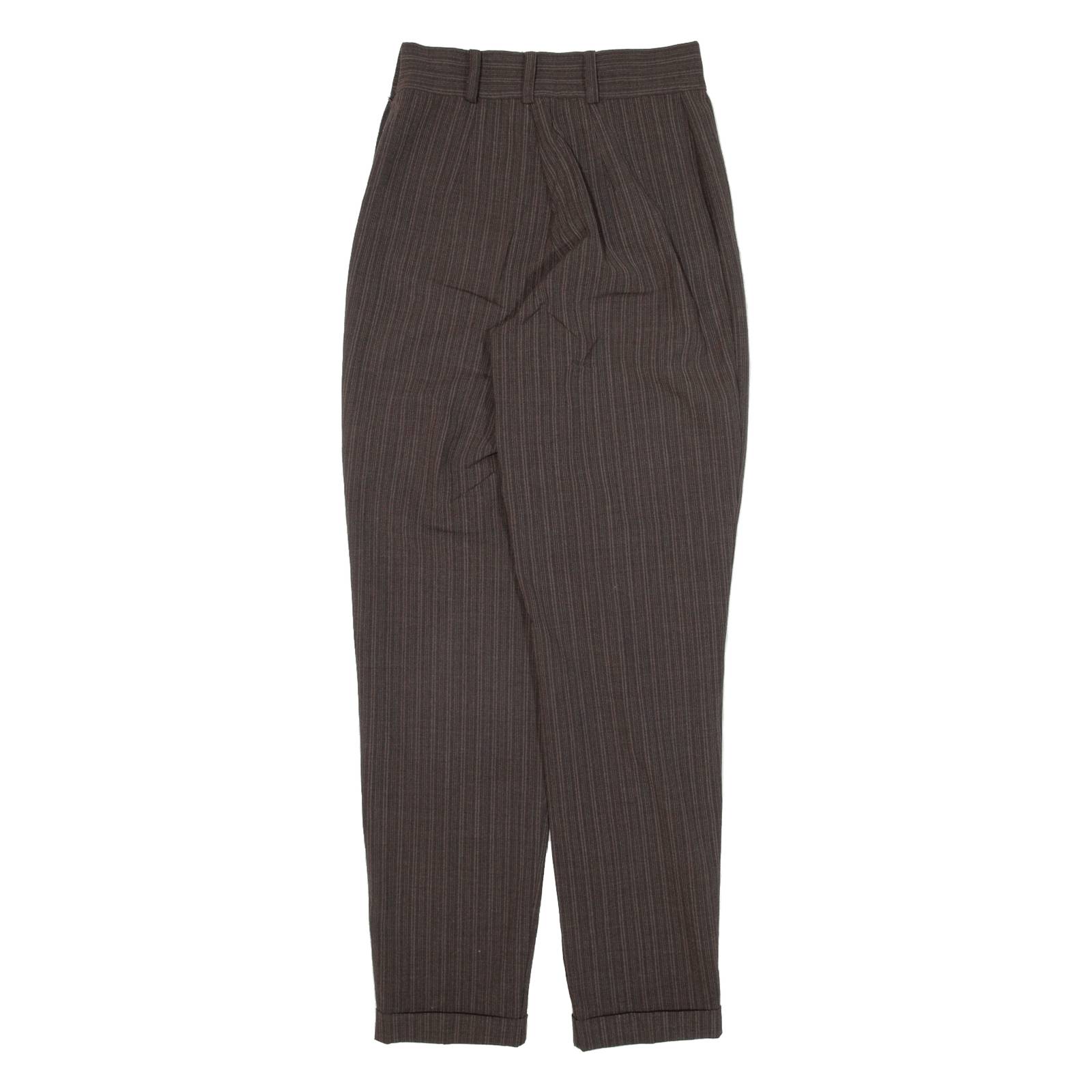 MARINA BABINI Striped Womens Trousers Brown Regular Tapered W24 L29