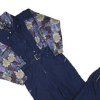 FILA Womens Navy Blue Floral Print Lined Dungarees Regular Polyester UK 12 W32