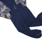 FILA Womens Navy Blue Floral Print Lined Dungarees Regular Polyester UK 12 W32