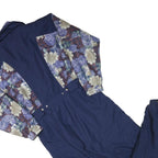 FILA Womens Navy Blue Floral Print Lined Dungarees Regular Polyester UK 12 W32