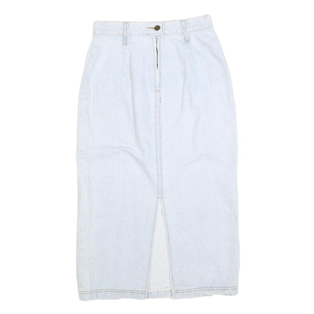Womens Blue Cotton Straight Knee Length Denim Skirt Size S Zip Closure