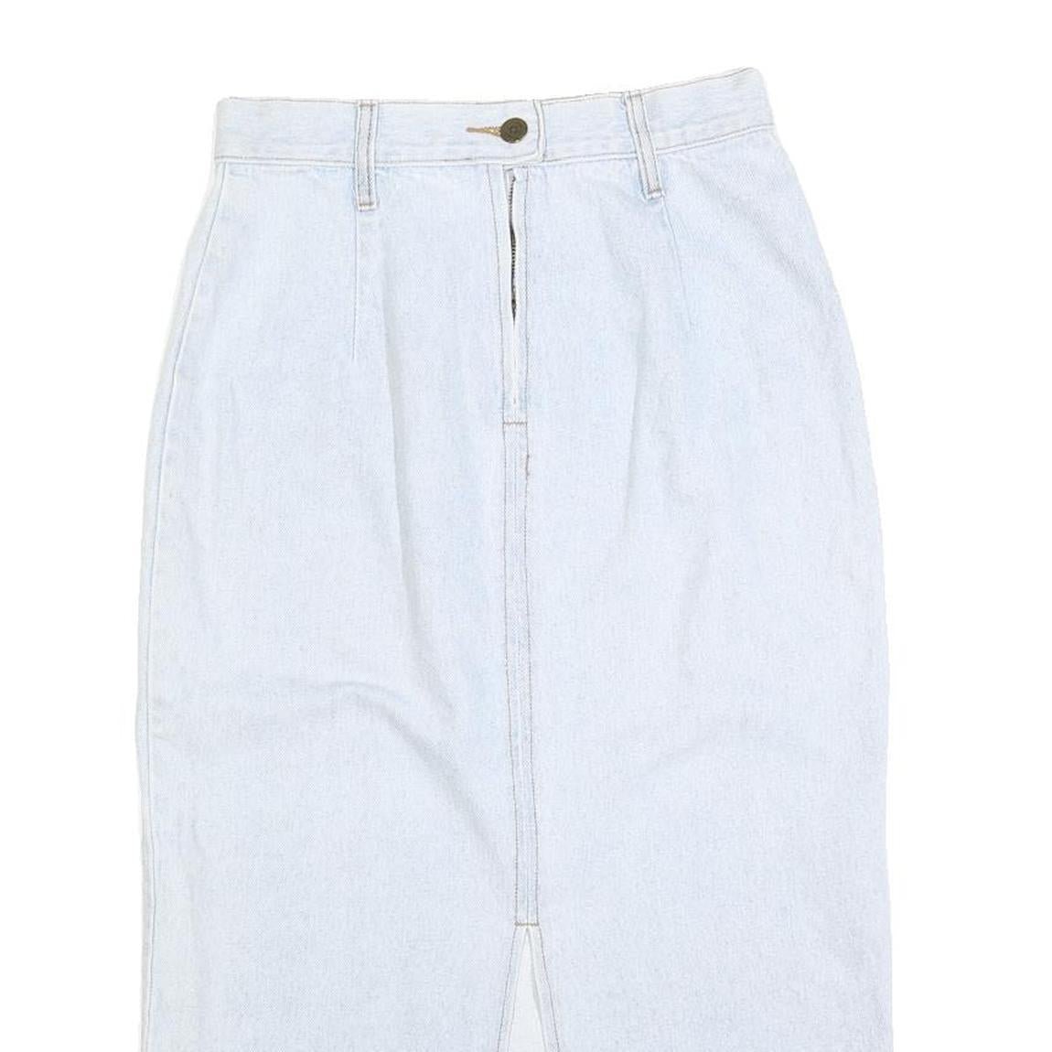 Womens Blue Cotton Straight Knee Length Denim Skirt Size S Zip Closure