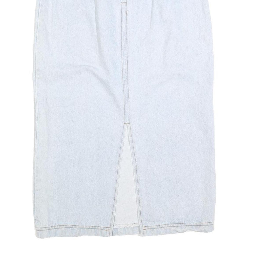 Womens Blue Cotton Straight Knee Length Denim Skirt Size S Zip Closure