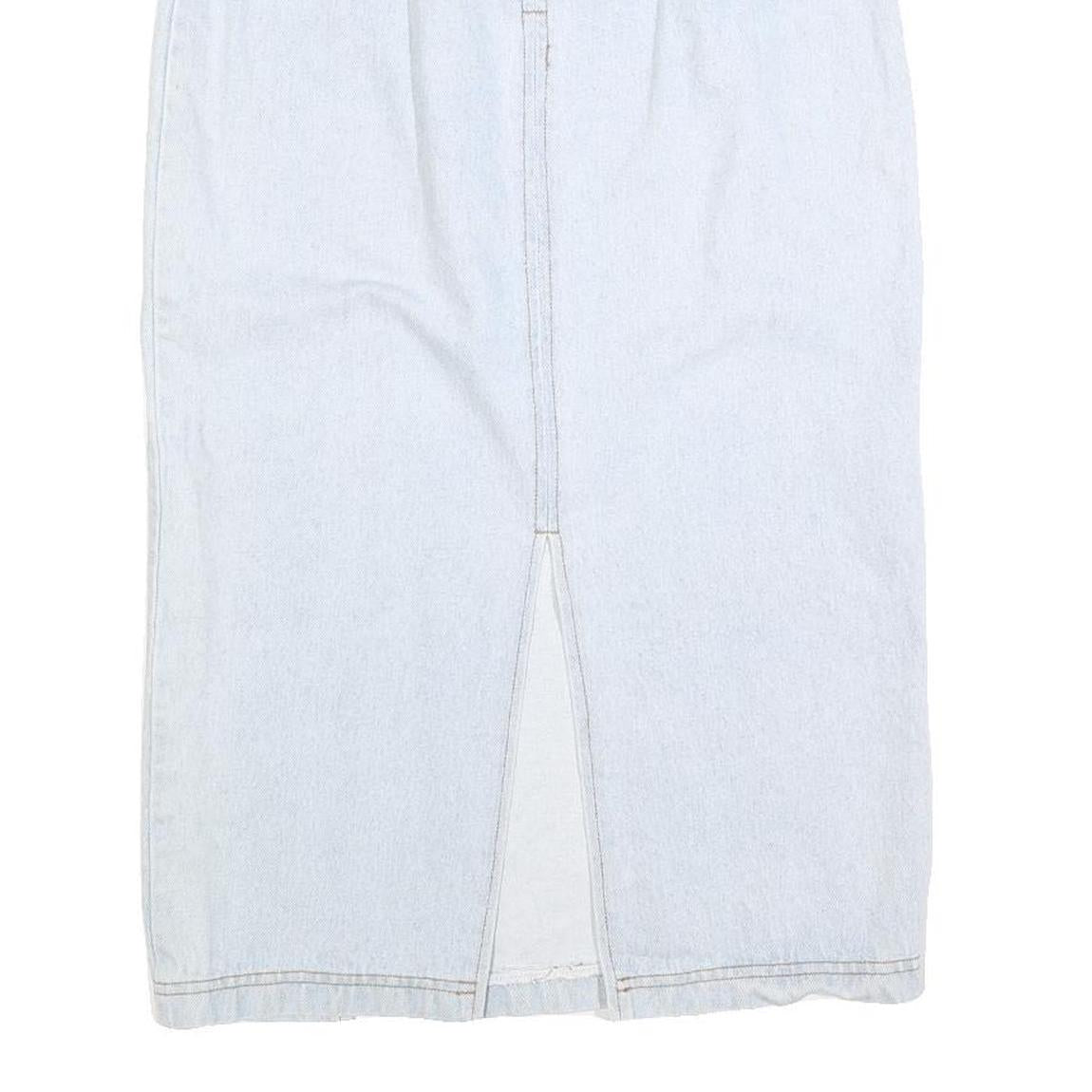 Womens Blue Cotton Straight Knee Length Denim Skirt Size S Zip Closure