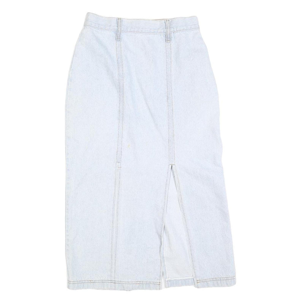 Womens Blue Cotton Straight Knee Length Denim Skirt Size S Zip Closure