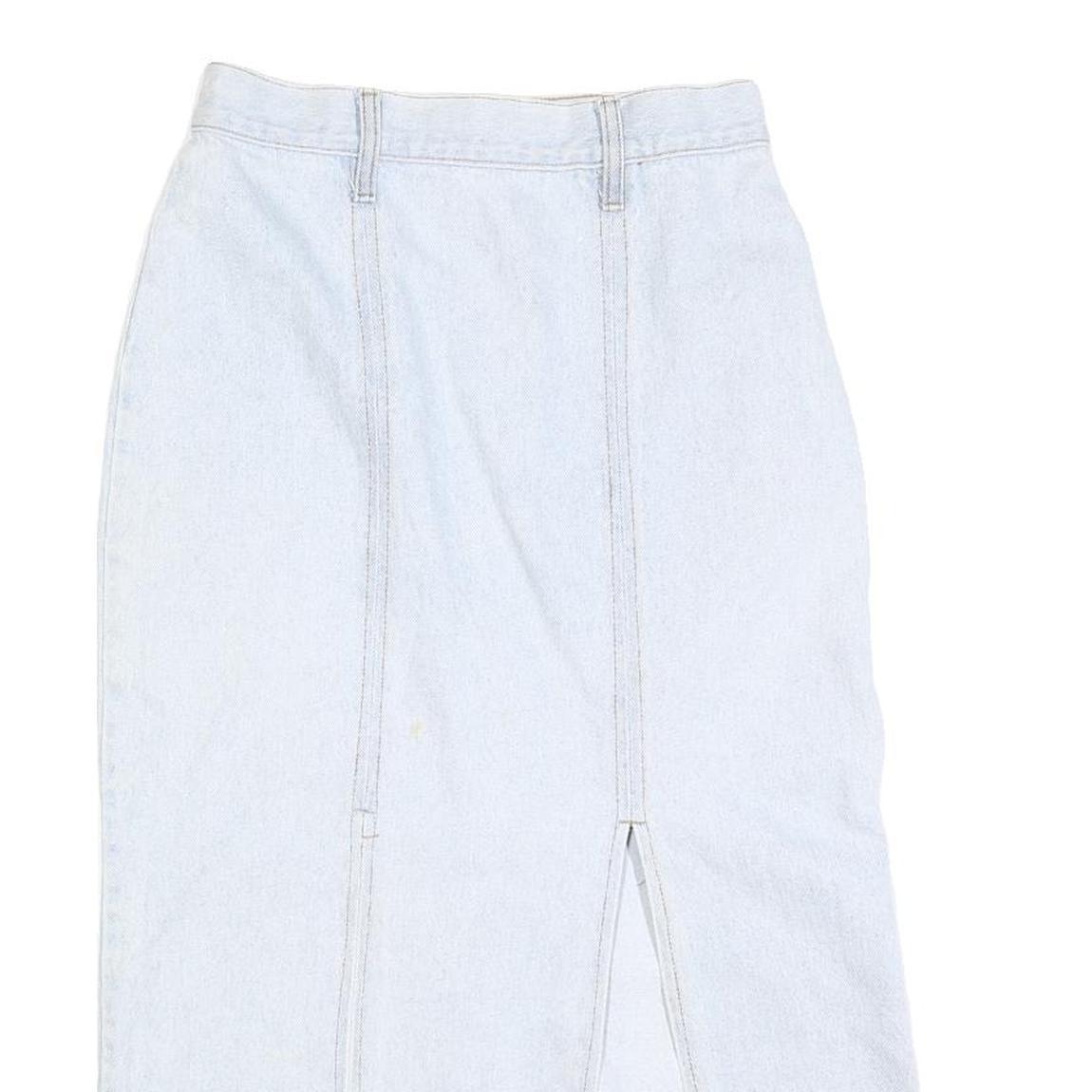 Womens Blue Cotton Straight Knee Length Denim Skirt Size S Zip Closure