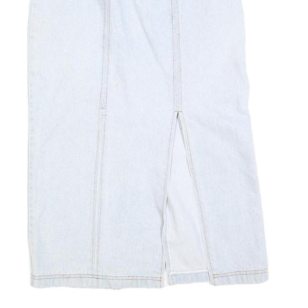 Womens Blue Cotton Straight Knee Length Denim Skirt Size S Zip Closure