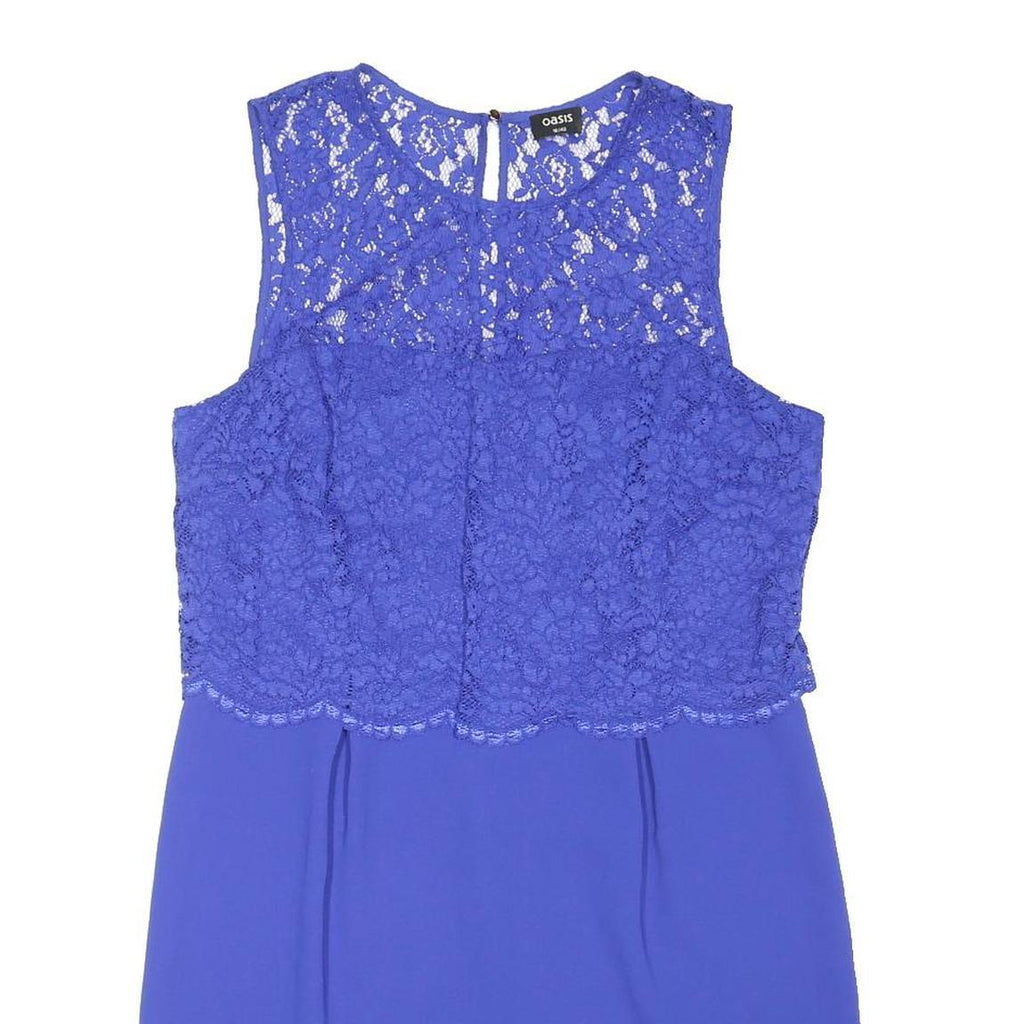 OASIS Womens Blue Lace Bodycon Dress Polyester Blend Sleeveless Mini UK 16