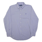 RALPH LAUREN Mens Blue Check Classic Fit L Button-Down Cotton Shirt