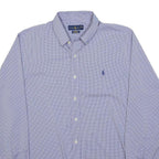 RALPH LAUREN Mens Blue Check Classic Fit L Button-Down Cotton Shirt