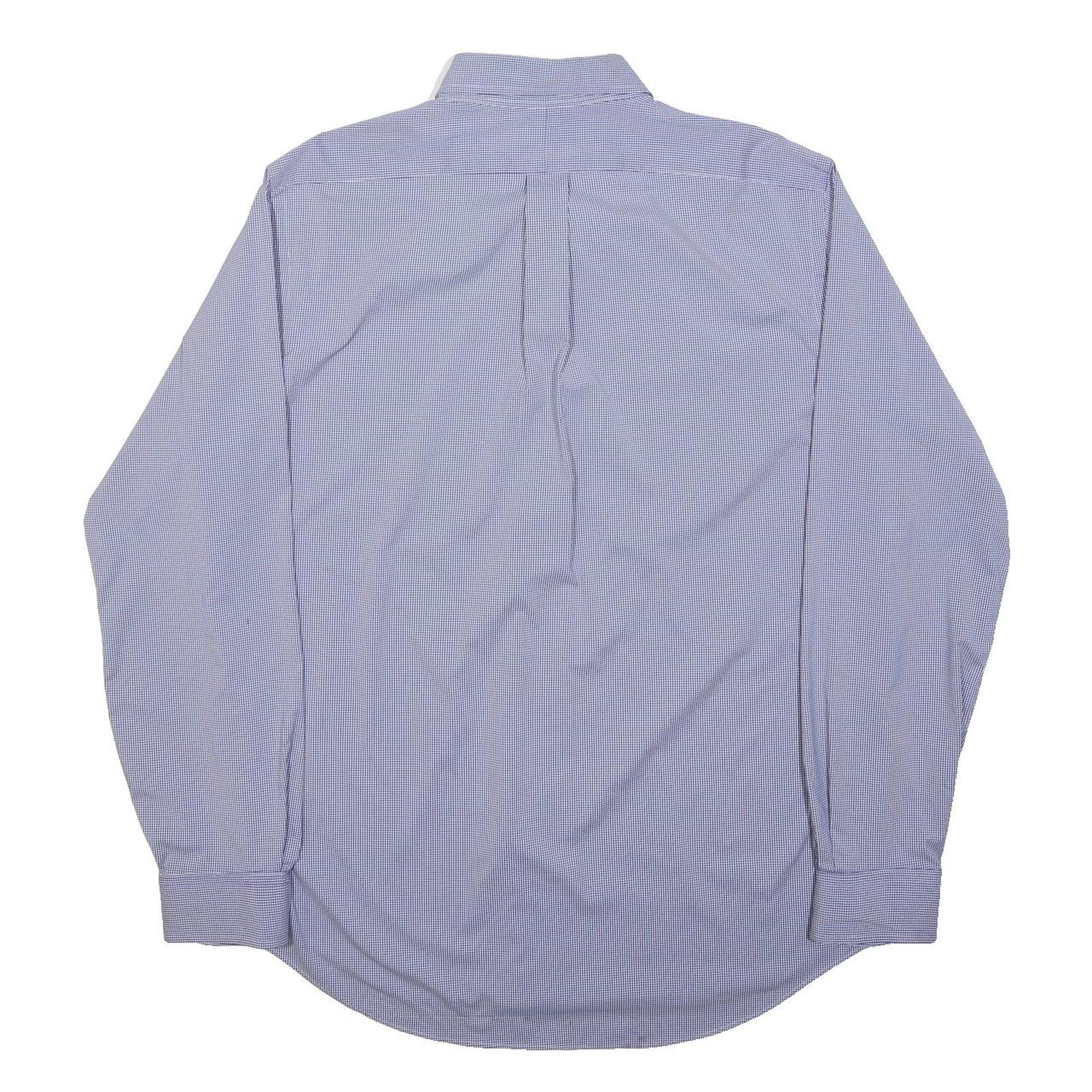 RALPH LAUREN Mens Blue Check Classic Fit L Button-Down Cotton Shirt