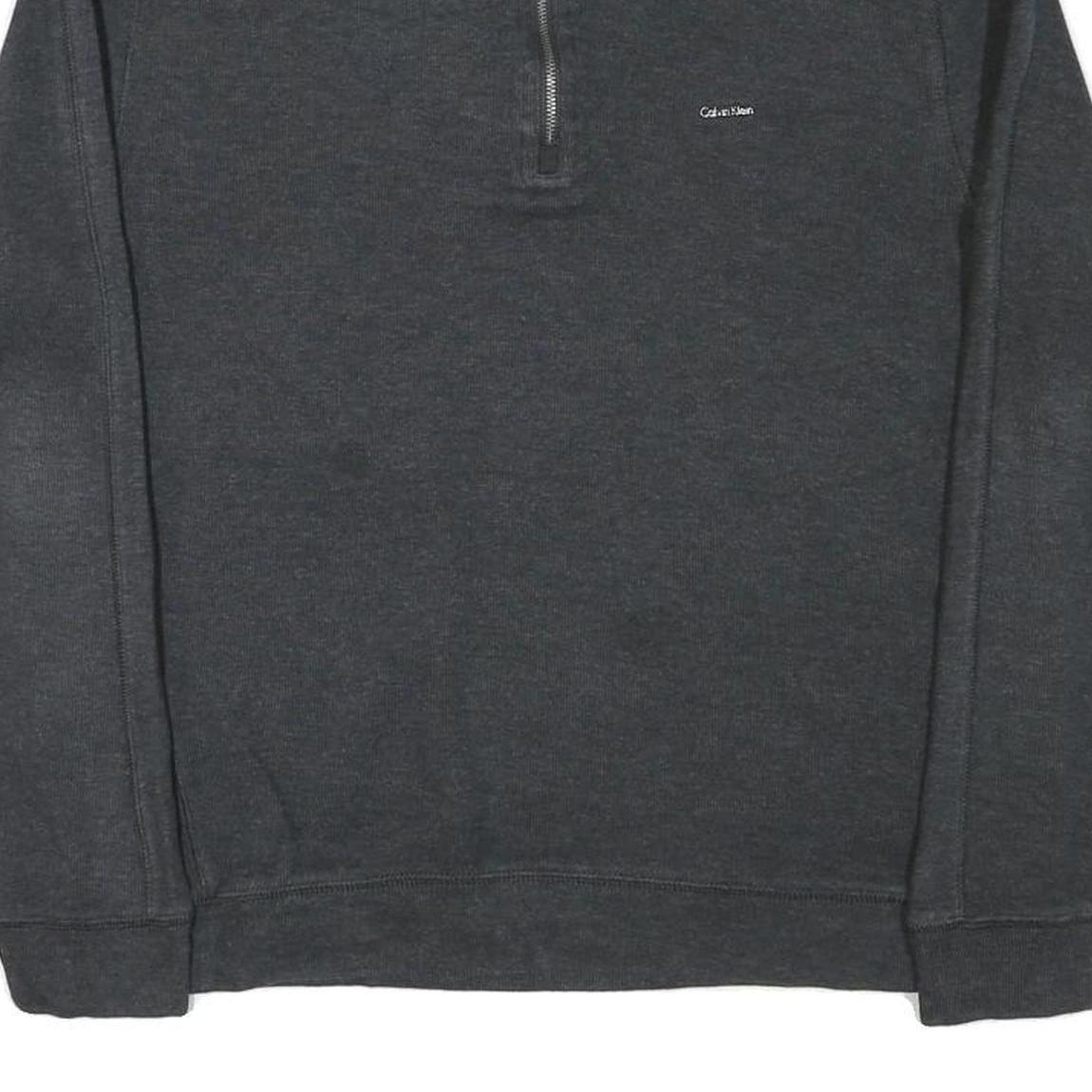 CALVIN KLEIN Womens Grey Jumper Pullover Crew Neck Basic Knit L Casual Cotton