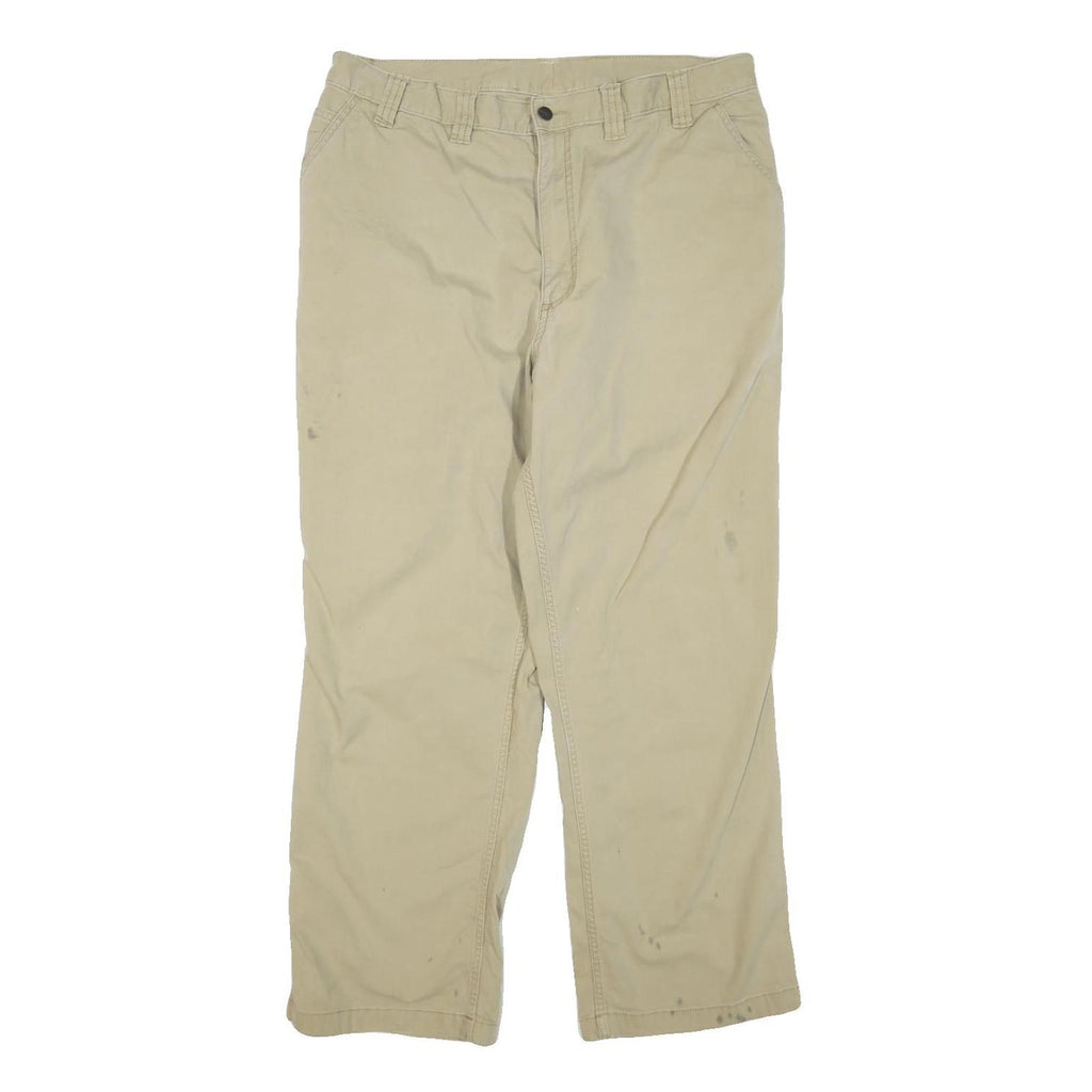CARHARTT Mens Cotton Blend Beige Regular Fit Straight Leg Trousers W36 L30
