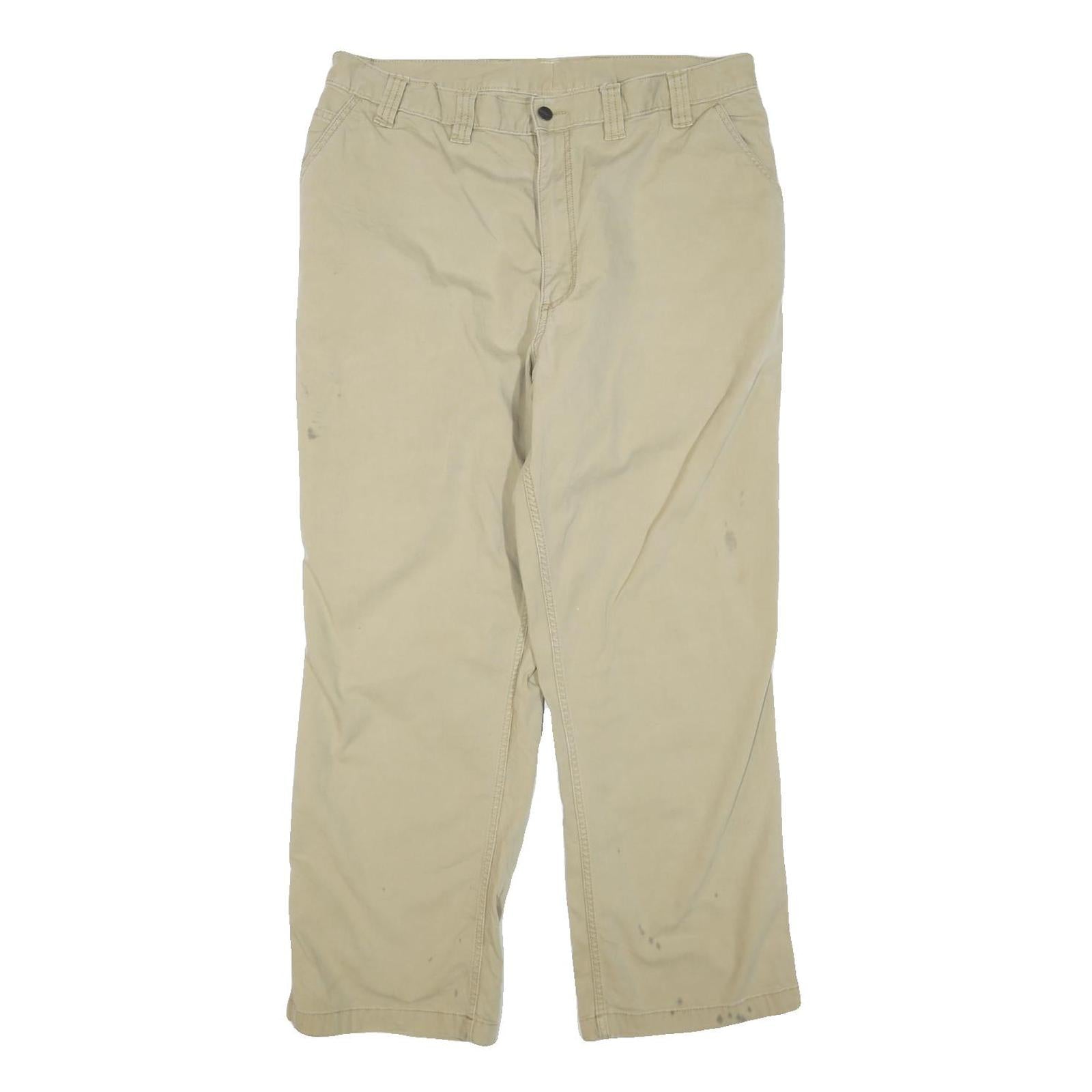 CARHARTT Mens Cotton Blend Beige Regular Fit Straight Leg Trousers W36 L30