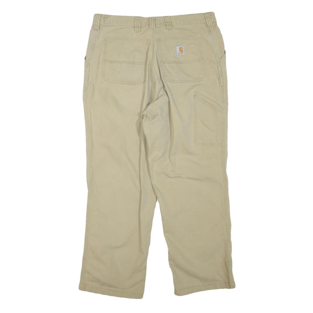CARHARTT Mens Cotton Blend Beige Regular Fit Straight Leg Trousers W36 L30