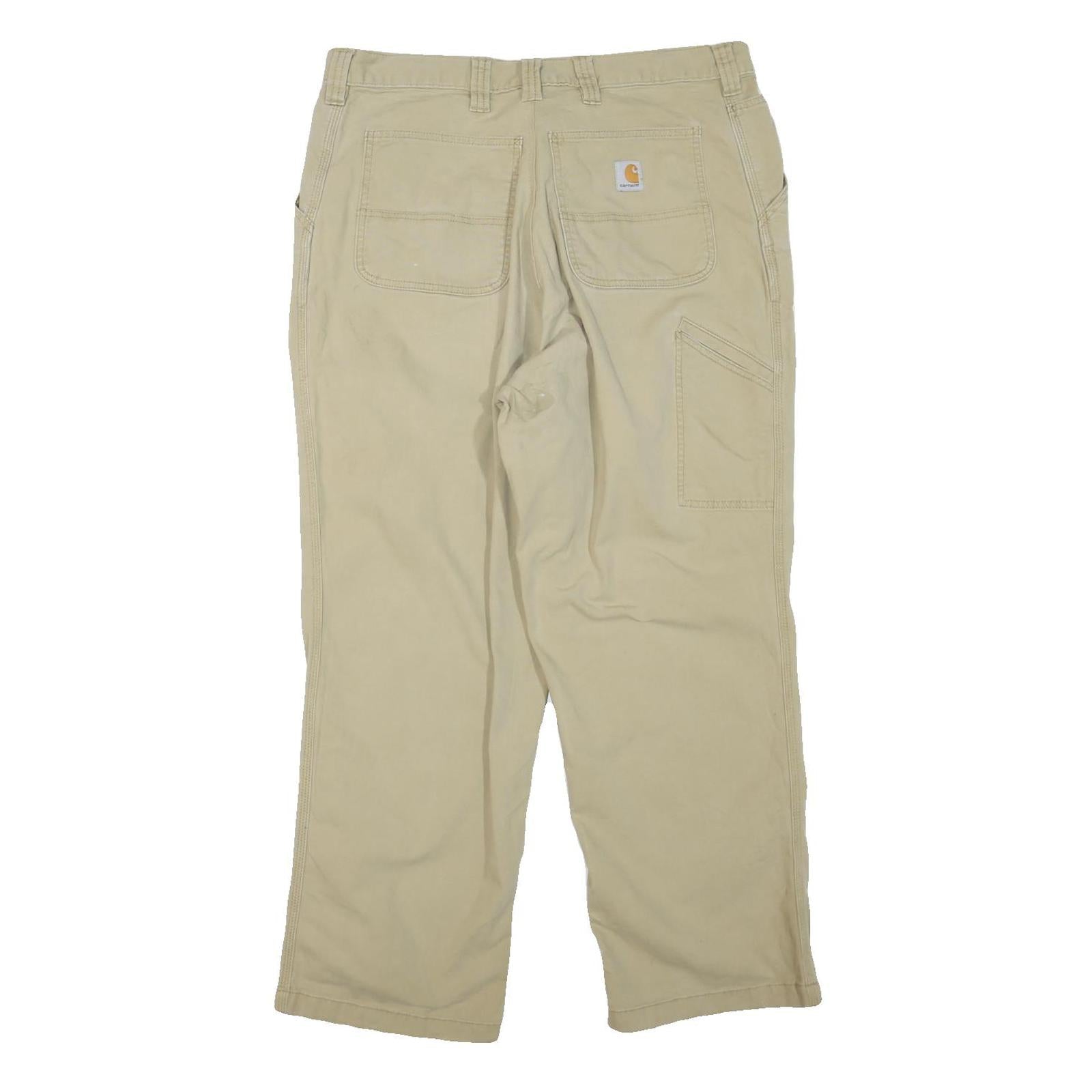 CARHARTT Mens Cotton Blend Beige Regular Fit Straight Leg Trousers W36 L30