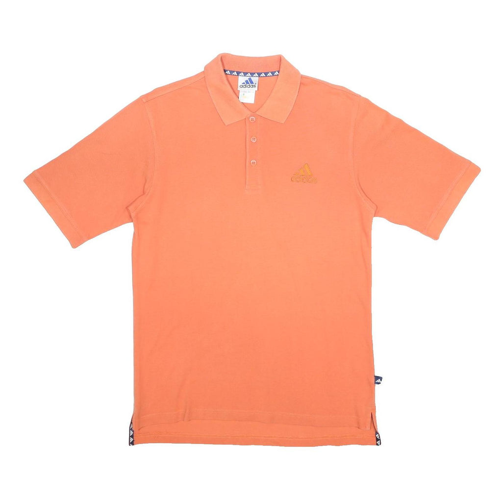 ADIDAS Mens Orange Short Sleeve Plain Cotton Polo Shirt M Casual Sportswear