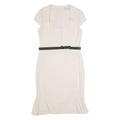 KAREN MILLEN Womens Mermaid Dress Cream Short Sleeve Midi UK 14