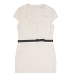 KAREN MILLEN Womens Mermaid Dress Cream Short Sleeve Midi UK 14
