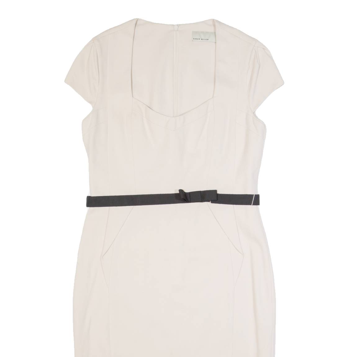 KAREN MILLEN Womens Mermaid Dress Cream Short Sleeve Midi UK 14