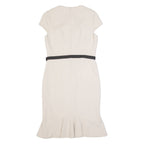 KAREN MILLEN Womens Mermaid Dress Cream Short Sleeve Midi UK 14