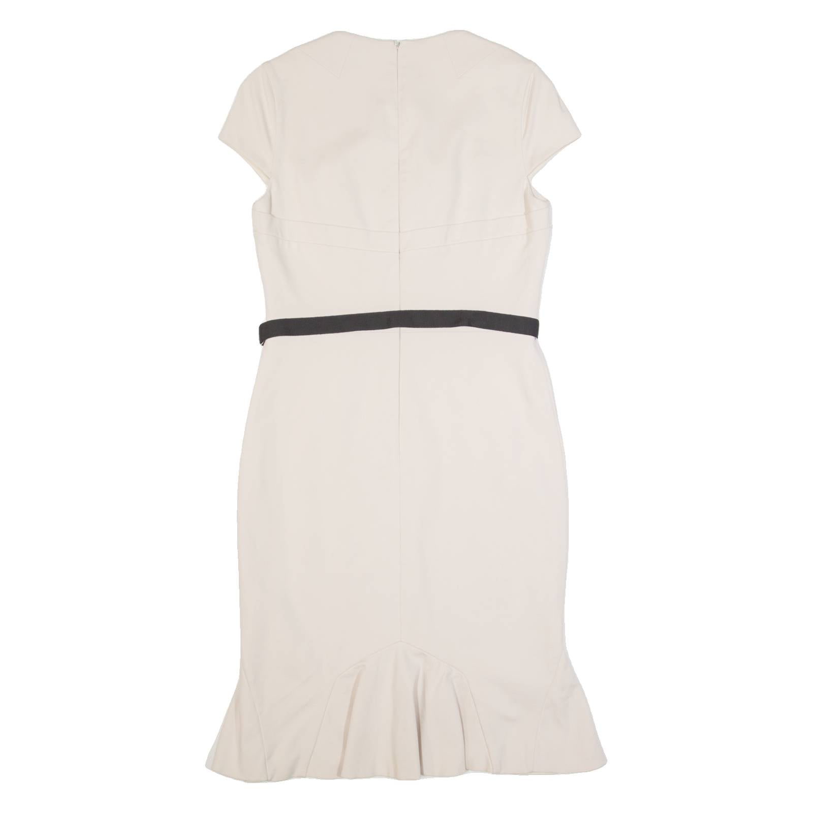 KAREN MILLEN Womens Mermaid Dress Cream Short Sleeve Midi UK 14