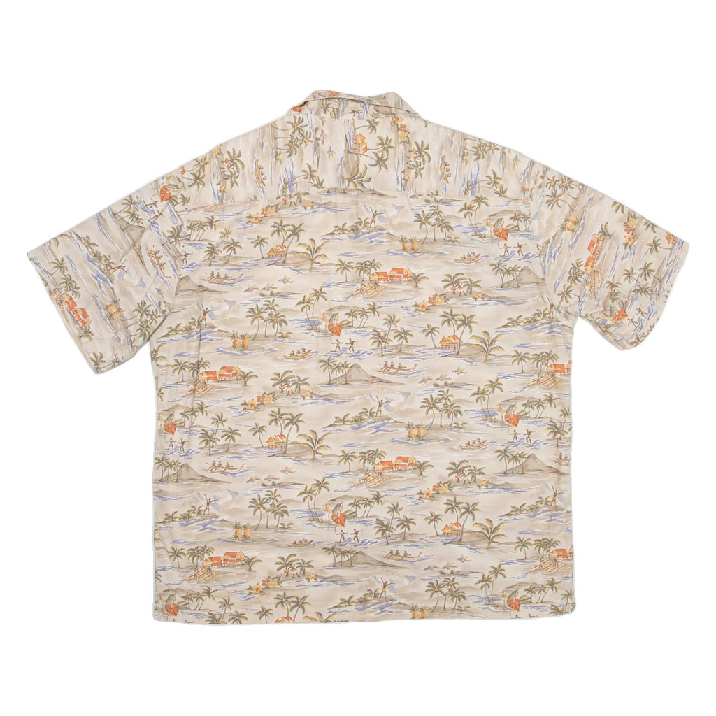 BATIK BAY Mens Hawaiian Shirt Beige Floral L