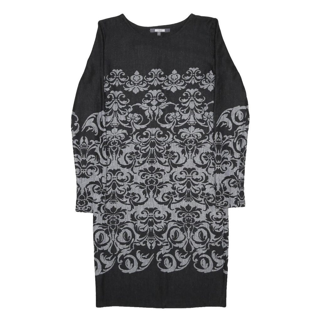NEXT Womens Black & Grey Acrylic Blend Bodycon Knit Midi Dress UK 8 Patterned