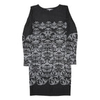 NEXT Womens Black & Grey Acrylic Blend Bodycon Knit Midi Dress UK 8 Patterned