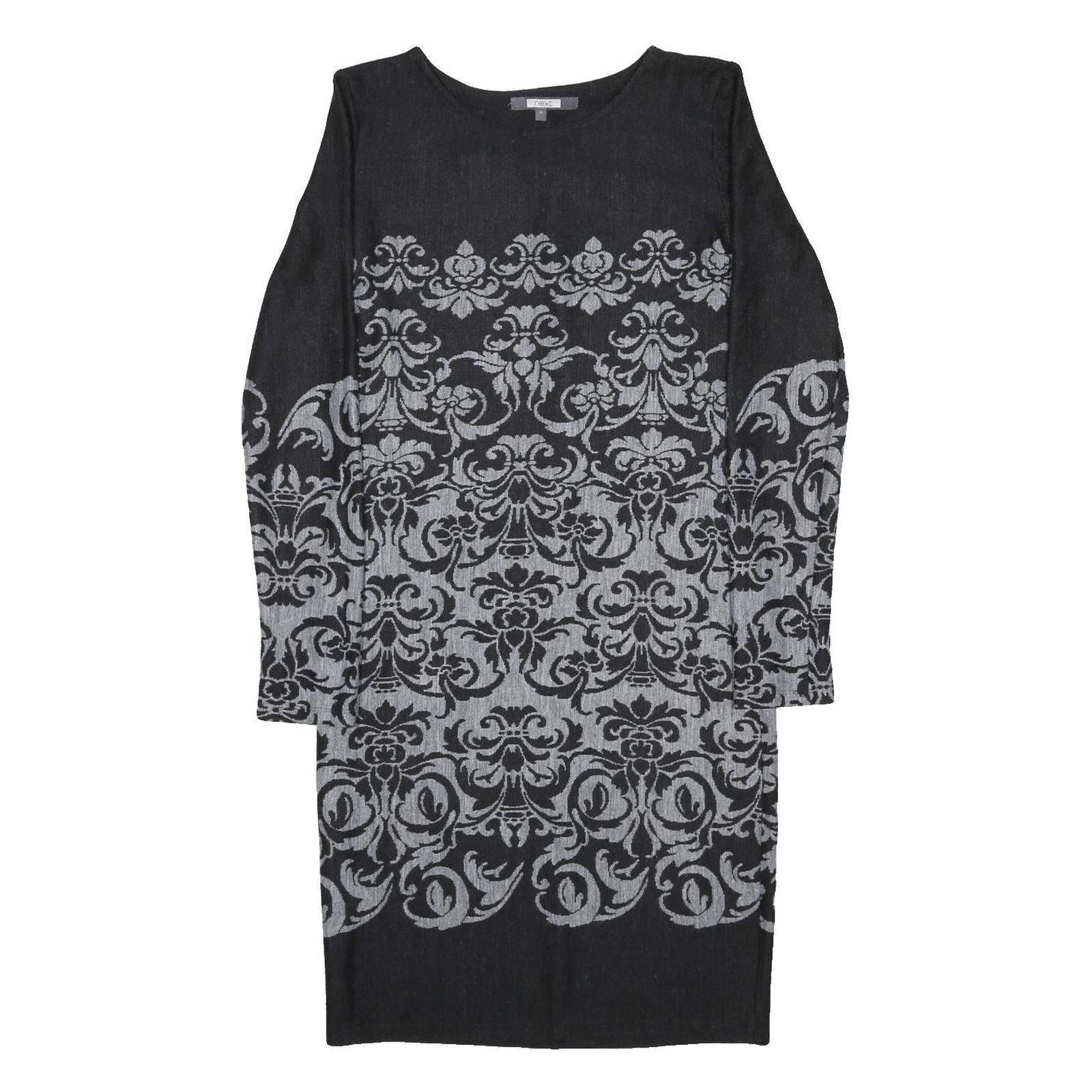 NEXT Womens Black & Grey Acrylic Blend Bodycon Knit Midi Dress UK 8 Patterned