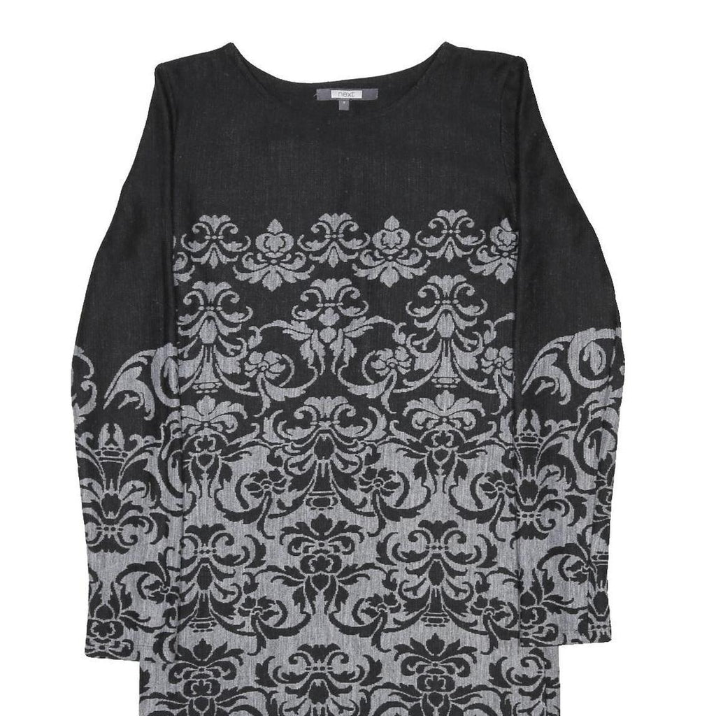 NEXT Womens Black & Grey Acrylic Blend Bodycon Knit Midi Dress UK 8 Patterned
