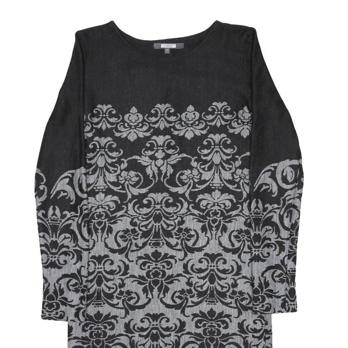 NEXT Womens Black & Grey Acrylic Blend Bodycon Knit Midi Dress UK 8 Patterned