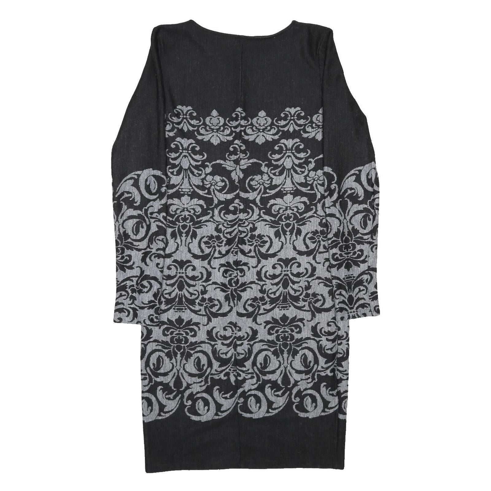 NEXT Womens Black & Grey Acrylic Blend Bodycon Knit Midi Dress UK 8 Patterned